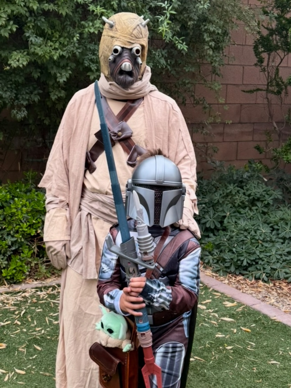 Star Wars Tusken Raider Mask with Brown Leather Bandolier
